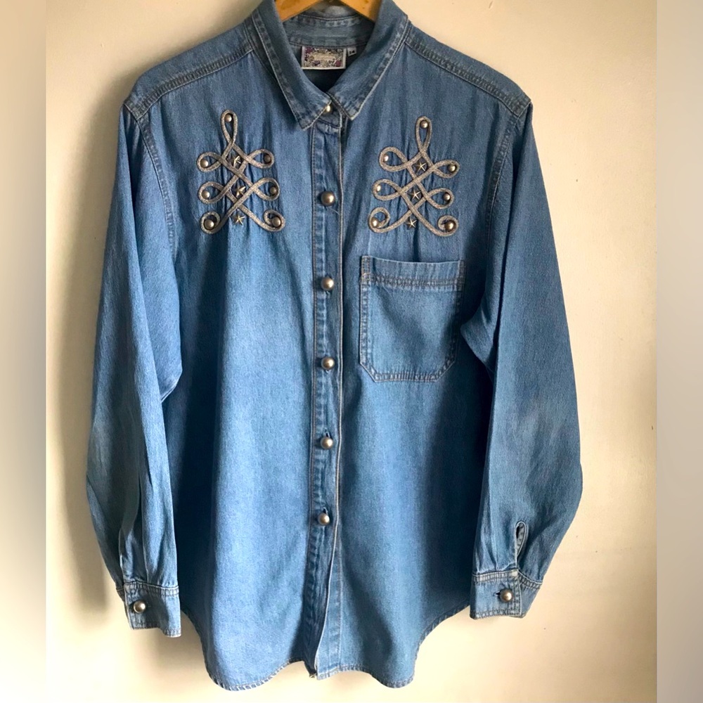 Vintage Star Studded Denim Shirt
